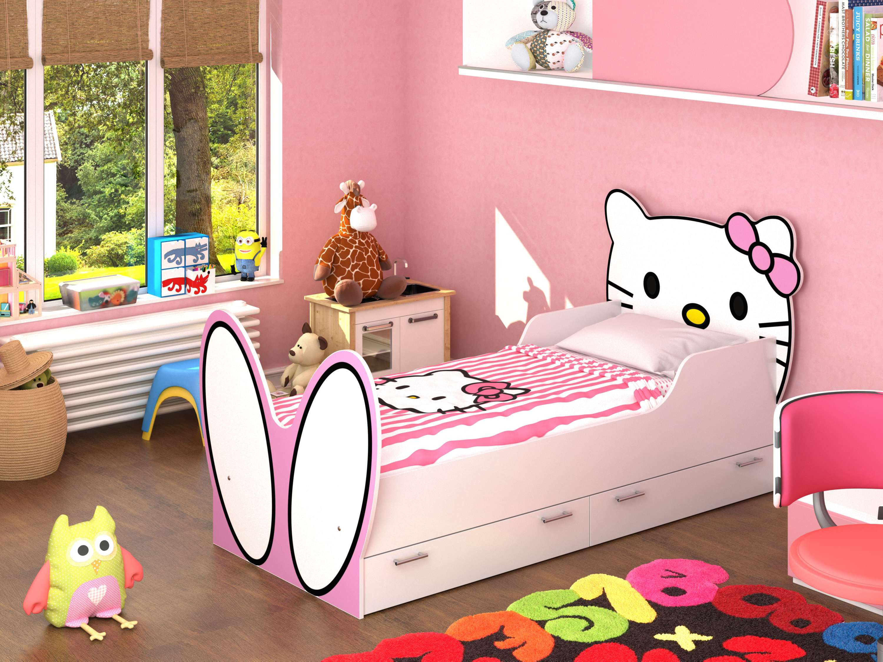 Детская Кровать HELLO KITTY с Матрасом в Подарок