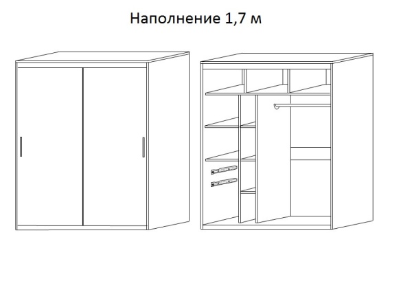 Шкаф-Купе Барселона №206 Разные Цвета (Д-1500/1700/2000 х  В-2200 х Г-600 мм)